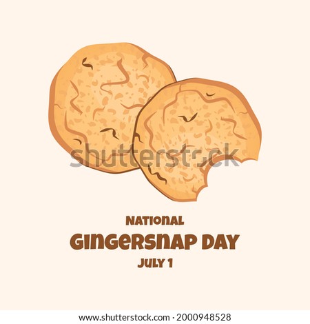 National Gingersnap Day illustration. Bitten ginger snap cookies icon. Gingersnap Day Poster, July 1. Important day