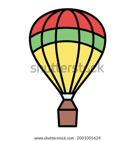 Vector Air Balloon Filled Outline Icon Design
