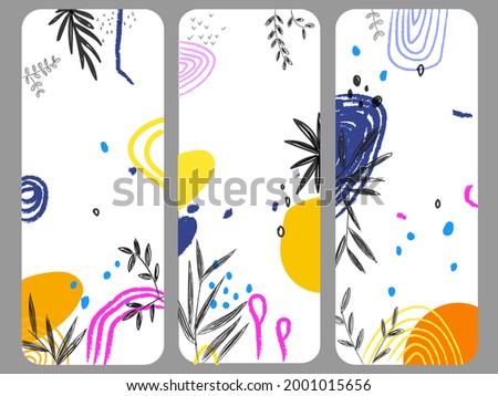 Flower,leaves abstract set vector illustration.Drawing for postcard.poster background.