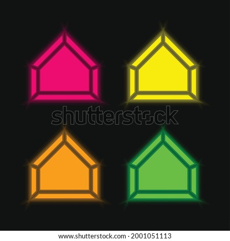 Base four color glowing neon vector icon