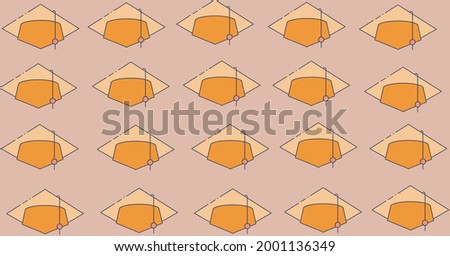 Composition of multiple graduation hats on purple background. education, school and learning concept digitally generated image.