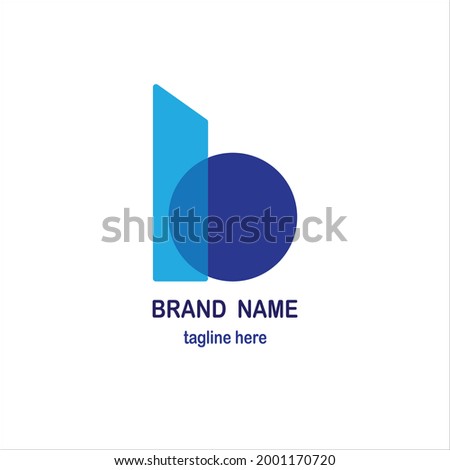 Abstract Initial Letter B Logo. Blue Geometric Shape Lowercase isolated on White Background.