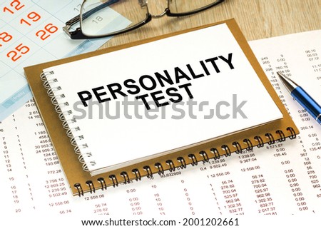 Personality test.. office accessories on the table .