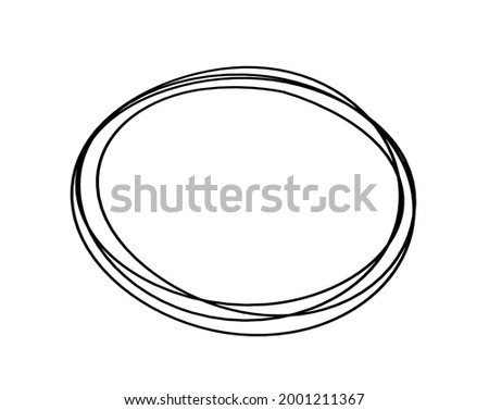 Abstract black oval as line drawing on white background. Vector