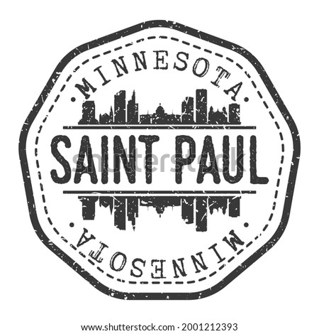 St Paul, MN, USA Stamp Skyline Postmark. Silhouette Postal Passport. City Round Vector Icon. Vintage Postage Design.