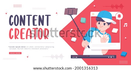 content creator concept banner template Royalty-Free Stock Photo #2001316313