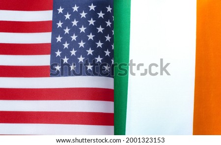 fragments of the national flags of the USA and Ireland in close-up