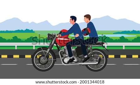 Two People without helmet riding motor bike indian motor bike
