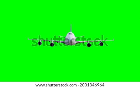 Airplane isolate on green screen  background 