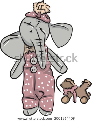 Color vector illustration: elephant with horse