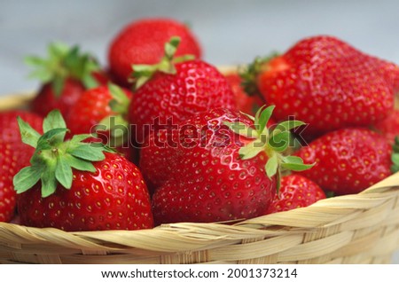 Ripe strawberries in a box