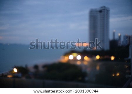 Blur focus of Photo of tall towers on the beach condos and resorts