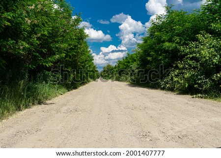 Old road with beautiful sky and greenery along the roadside