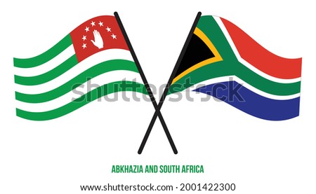 Abkhazia and South Africa Flags Crossed And Waving Flat Style. Official Proportion. Correct Colors.