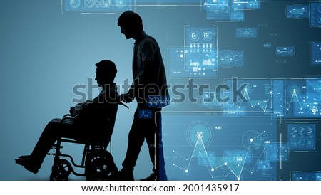 Medical technology concept. Long-term care technology. Essential worker.