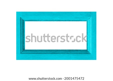 Blue wooden picture frame  isolated on a white background