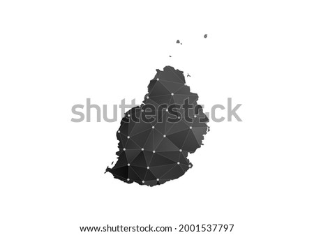 Vector map of Mauritius. Black polygonal style on white background.