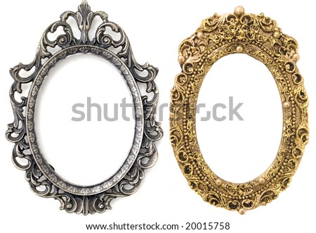 gold and silver oval frames