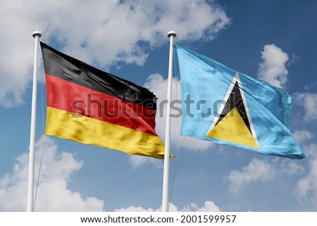 3D illustration, Germany and Saint_Lucia alliance and meeting, cooperation of states.