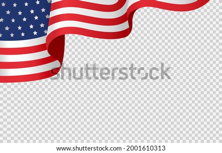 Waving flag of American isolated  on png or transparent background,Symbols of USA , template for banner,card,advertising ,promote, TV commercial, ads, web design,poster, vector illustration 