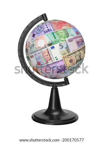 Currency of the different countries isolated on a white background.