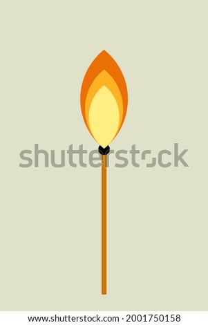 Vector illustration of match with flame.