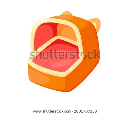 Pet bed with soft pillow. Cozy animal house for comfort sleeping. Vector illustration in cute cartoon style