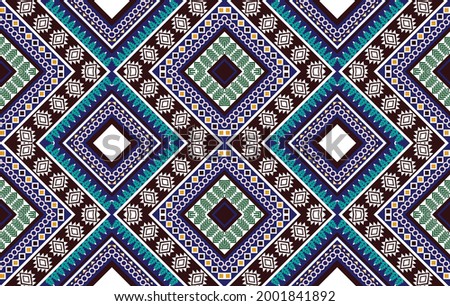 Ikat Indian ethnic pattern seamless design. Aztec fabric carpet mandala ornament boho native chevron textile decoration wallpaper. Geometric traditional embroidery vector illustrations background.