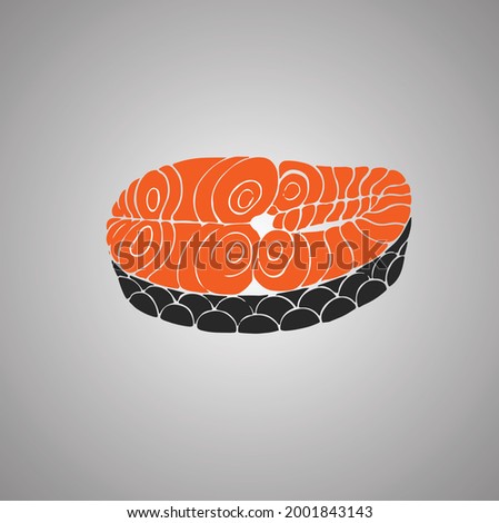 Steak of salmon fish for sushi food menu vector illustration Isolated white background.