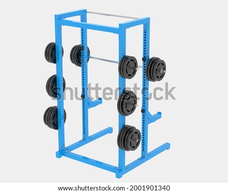 Gym half rack isolated on background. 3d rendering - illustration