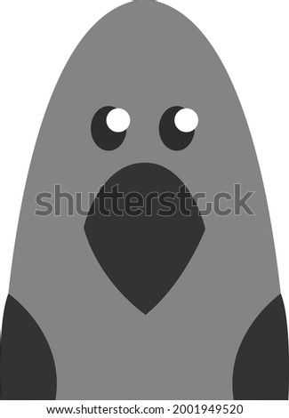 Grey crow head, illustration, vector on a white background.