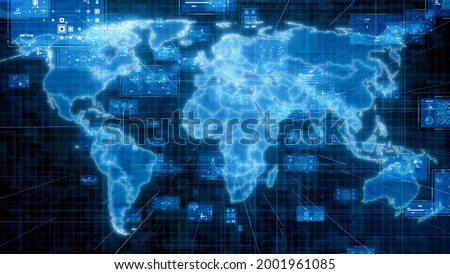 Global network concept. World map. Business strategy. GUI (Graphical User Interface). Royalty-Free Stock Photo #2001961085