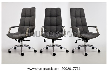 executive chair stainless steel armrest Photo taken from the front, left, right, isoled white background .