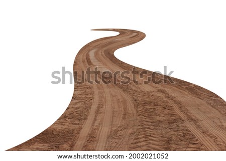 Red dirt road winding isolated on white background. This has clipping path. Royalty-Free Stock Photo #2002021052