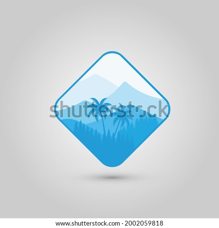 tree and mountain natural scenery illustration design template