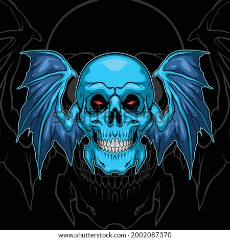 demon skull illustration for commercial use