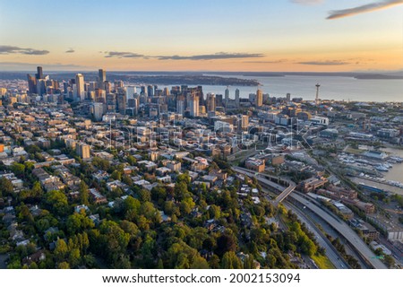 Drone Aerial footage of the Seattle Skyline