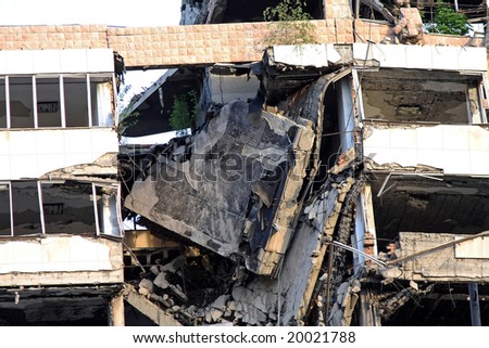 Collapsed big building after strong earthquake disaster Royalty-Free Stock Photo #20021788