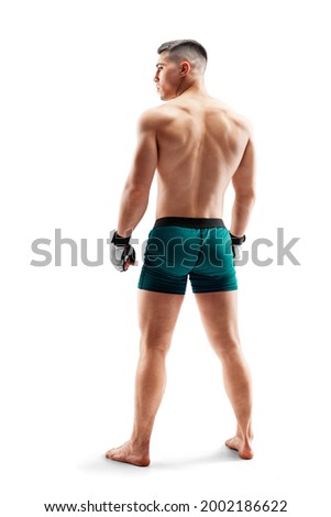 MMA. Sport concept. MMA fighter isolated on white background. Athlete. View from behind Royalty-Free Stock Photo #2002186622