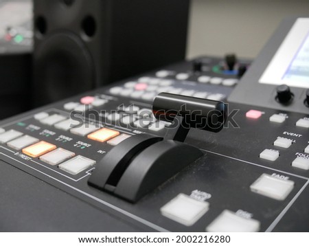 dissolve of switcher buttons in studio TV station,Television Broadcast.