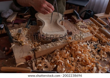 Luthier's workshop where luthier use many tools to works for create a new violin