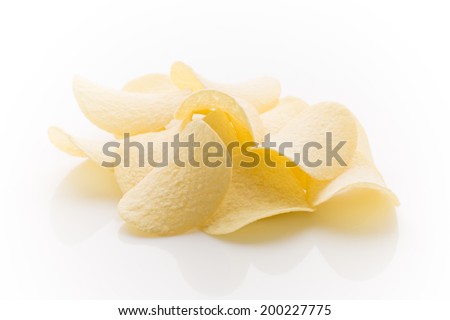 Eco potato chips on a white background. Studio photography.