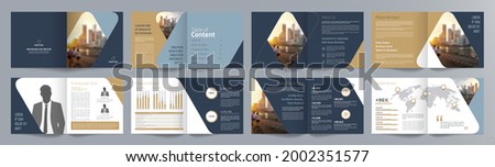 Corporate business presentation guide brochure template, Annual report, 16 page minimalist flat geometric business brochure design template, square size. Royalty-Free Stock Photo #2002351577