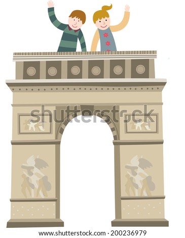 The view of triumphal arch in paris 