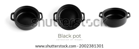 Black pot isolated on white background. Black pot. High quality photo Royalty-Free Stock Photo #2002381301