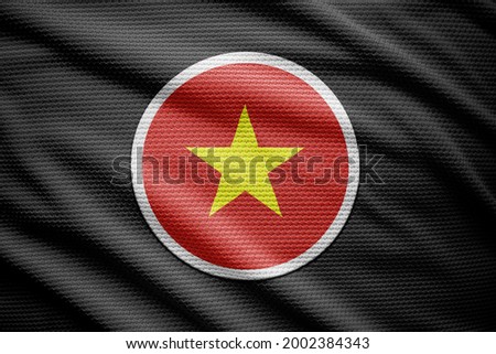 Vietnam flag isolated on black background. National symbols of Vietnam.