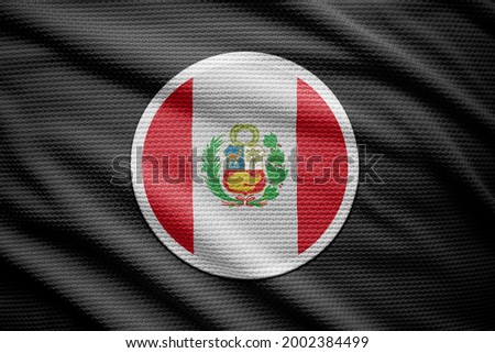 Peru flag isolated on black background. National symbols of Peru.