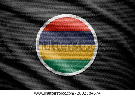 Mauritius flag isolated on black background. National symbols of Mauritius.