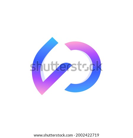 Double Line Abstract Initial Letter D and P Linked Logo. Flat Vector Logo Design Template Element