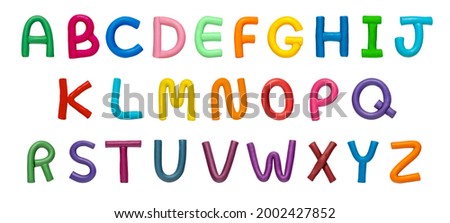plasticine letters Colorful letters from A to Z. Cute. Isolated on white background with clipping path. Hand molded. English colorful letters. 3D letters